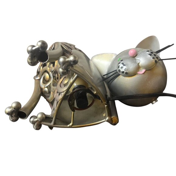 Chrome Metal Cat Electric Lamp Luminary With Magnetic Posable Head 9" - Picture 6 of 7